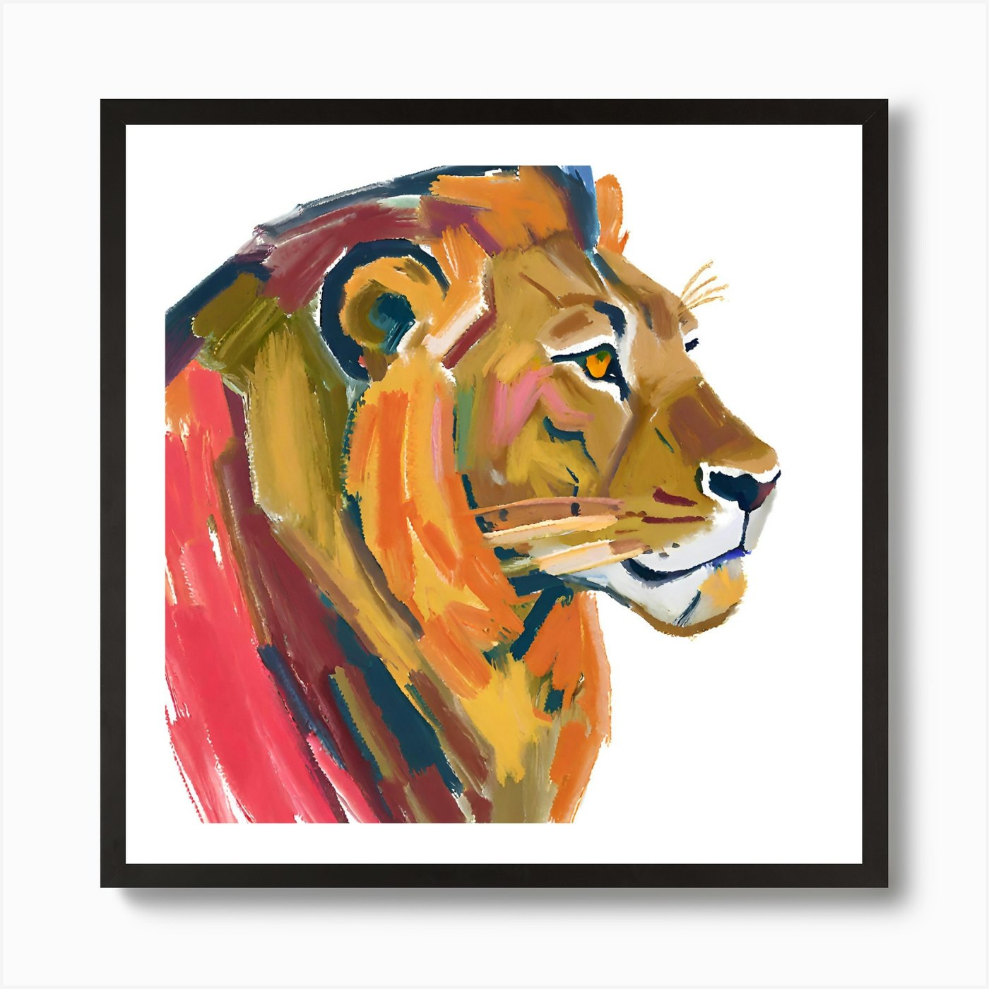 Asiatic Lion 01 Art Print Framed Wall Art Poster Canvas Print Picture