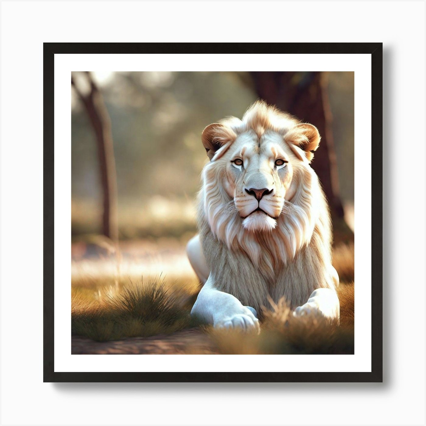 White Lion Art Print Framed Wall Art Poster Canvas Print Picture