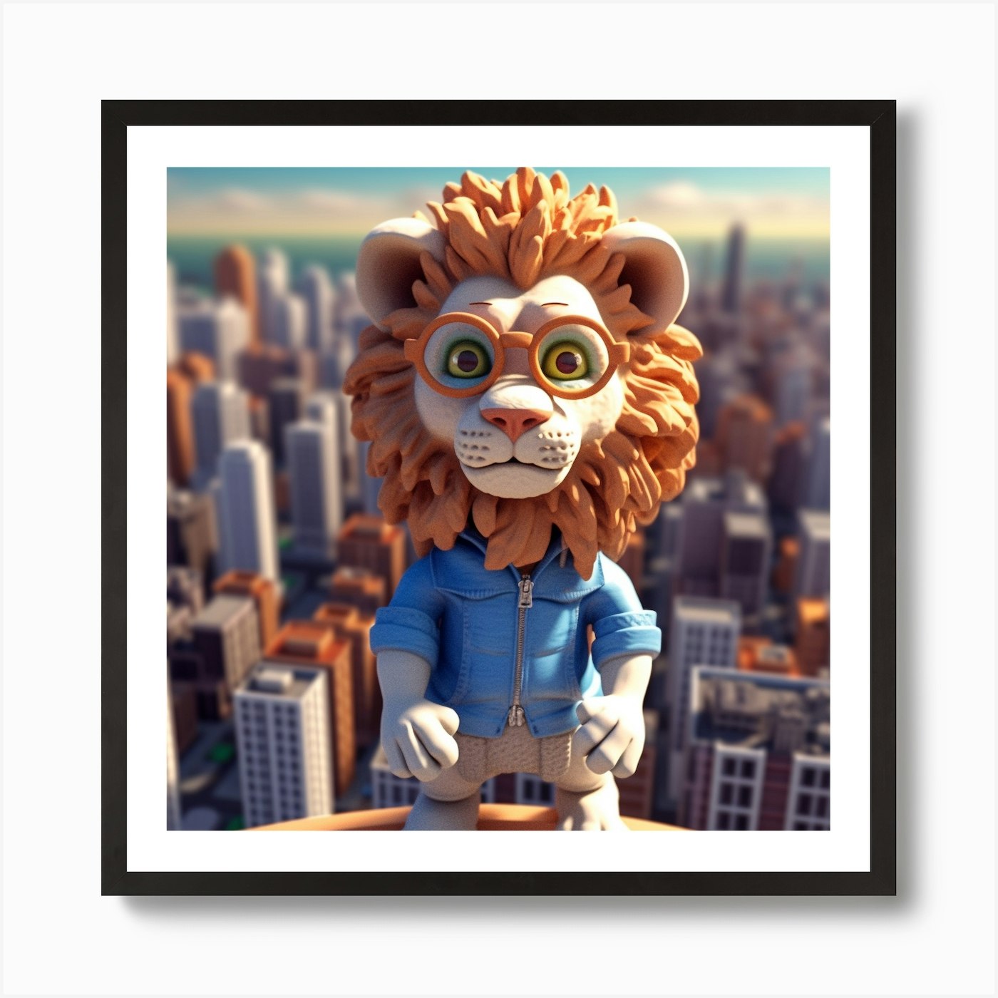 Armadiler City From Above Q3 Lion W Framed Wall Art Poster Canvas Print Picture