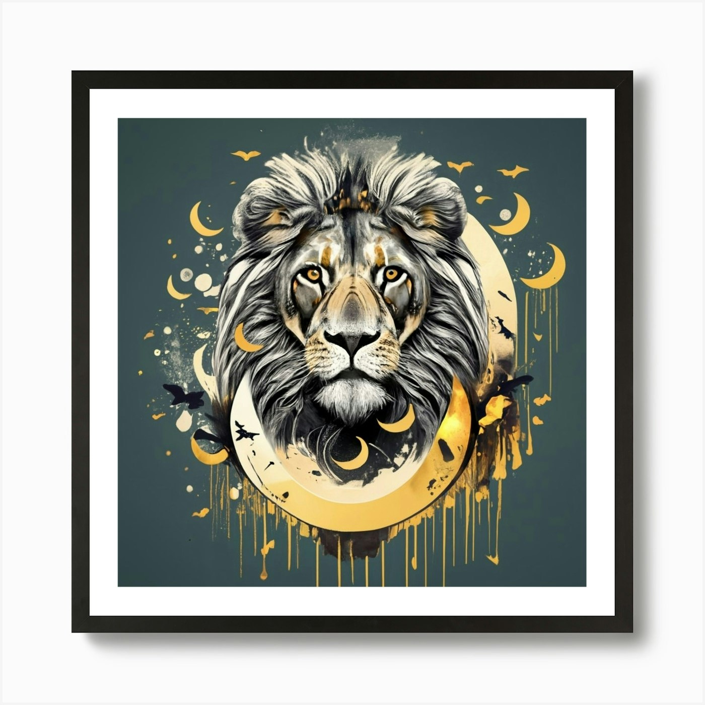 Lion Head Art Print Framed Wall Art Poster Canvas Print Picture