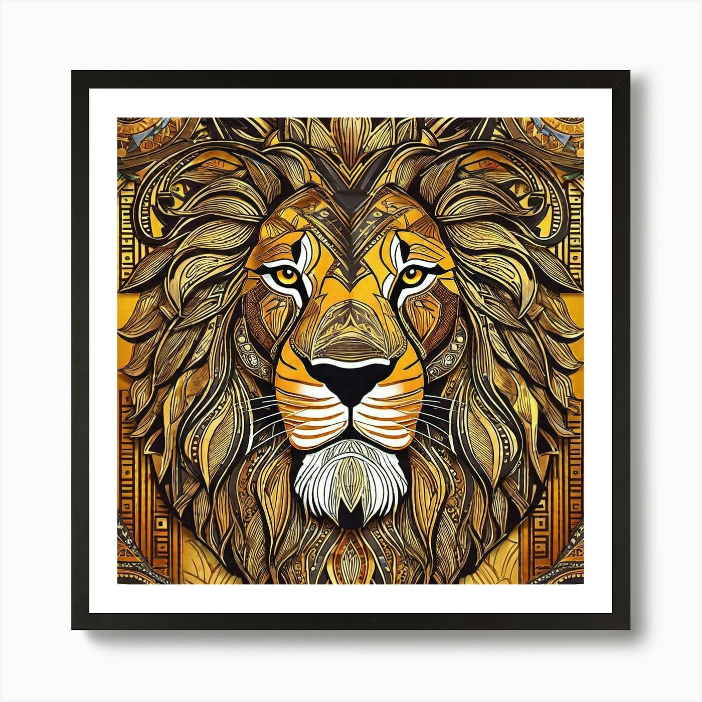 Lion Head 38 Art Print Framed Wall Art Poster Canvas Print Picture