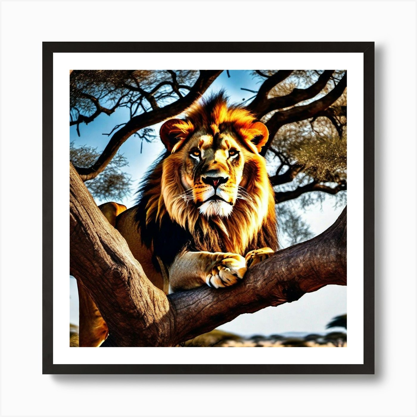 Lion In The Tree 7 Art Print Framed Wall Art Poster Canvas Print Picture