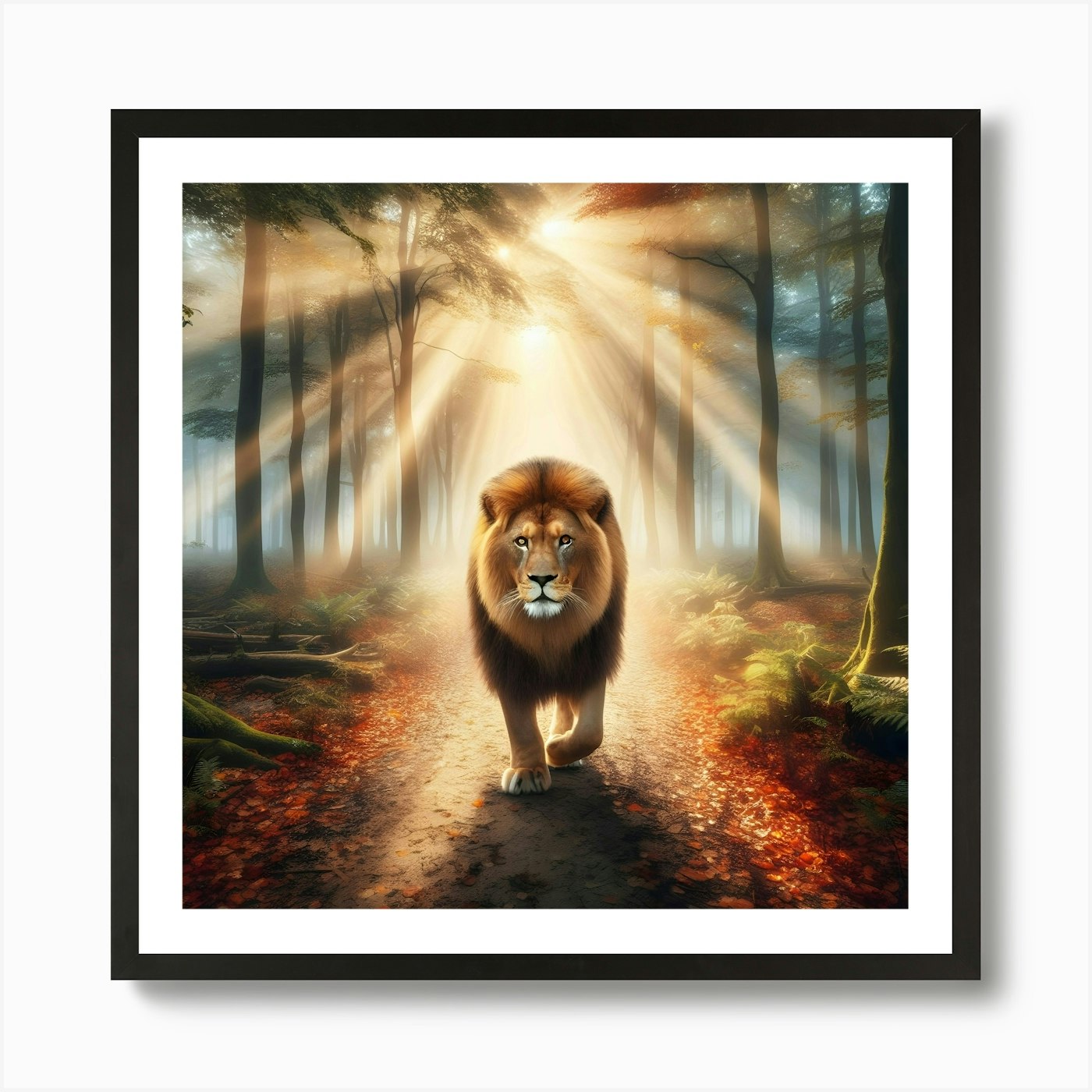Lion In The Forest 5 Art Print Framed Wall Art Poster Canvas Print Picture