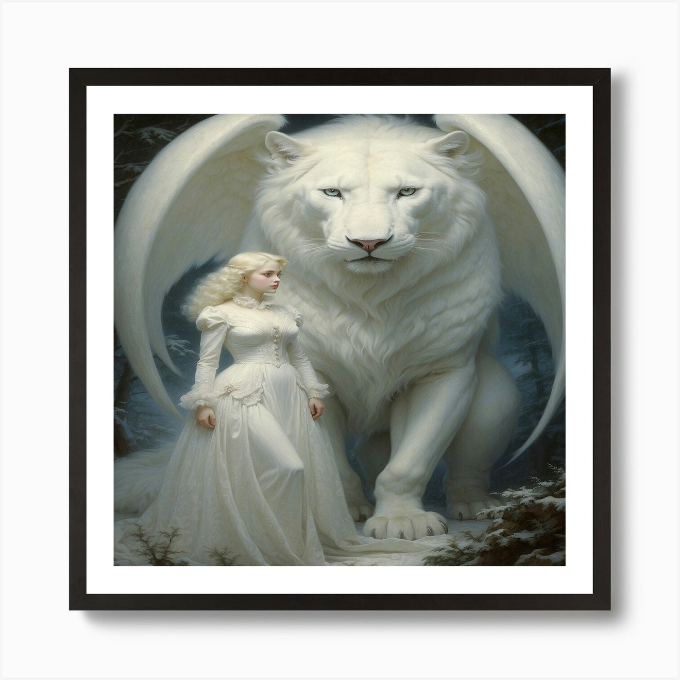 White Lion Art Print Framed Wall Art Poster Canvas Print Picture