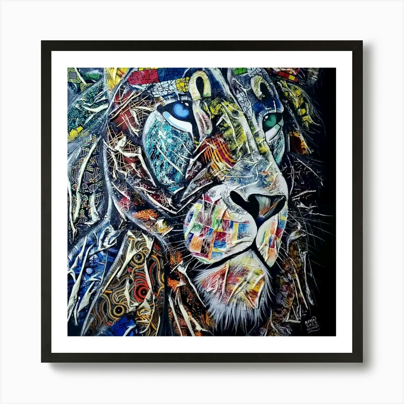 Fabric Lion portrait Art Print Framed Wall Art Poster Canvas Print Picture