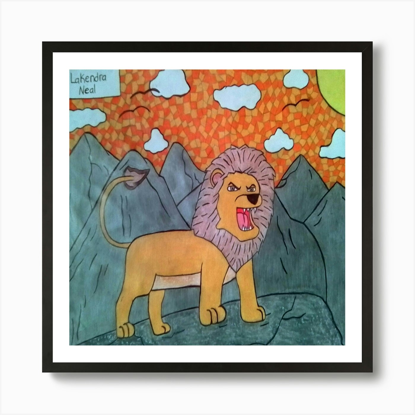 Lion Roaring Art Print Framed Wall Art Poster Canvas Print Picture