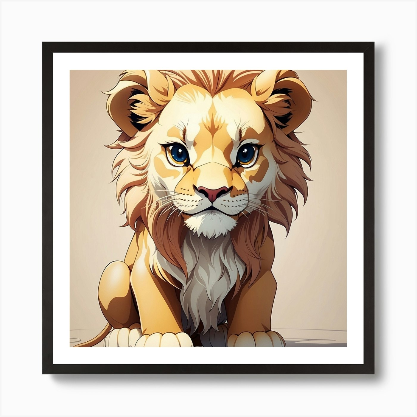 Cute Lion Art Print Framed Wall Art Poster Canvas Print Picture