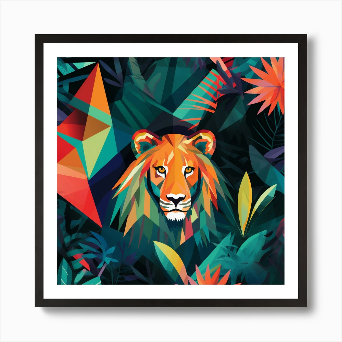 Lion In The Jungle 1 Art Print Framed Wall Art Poster Canvas Print Picture