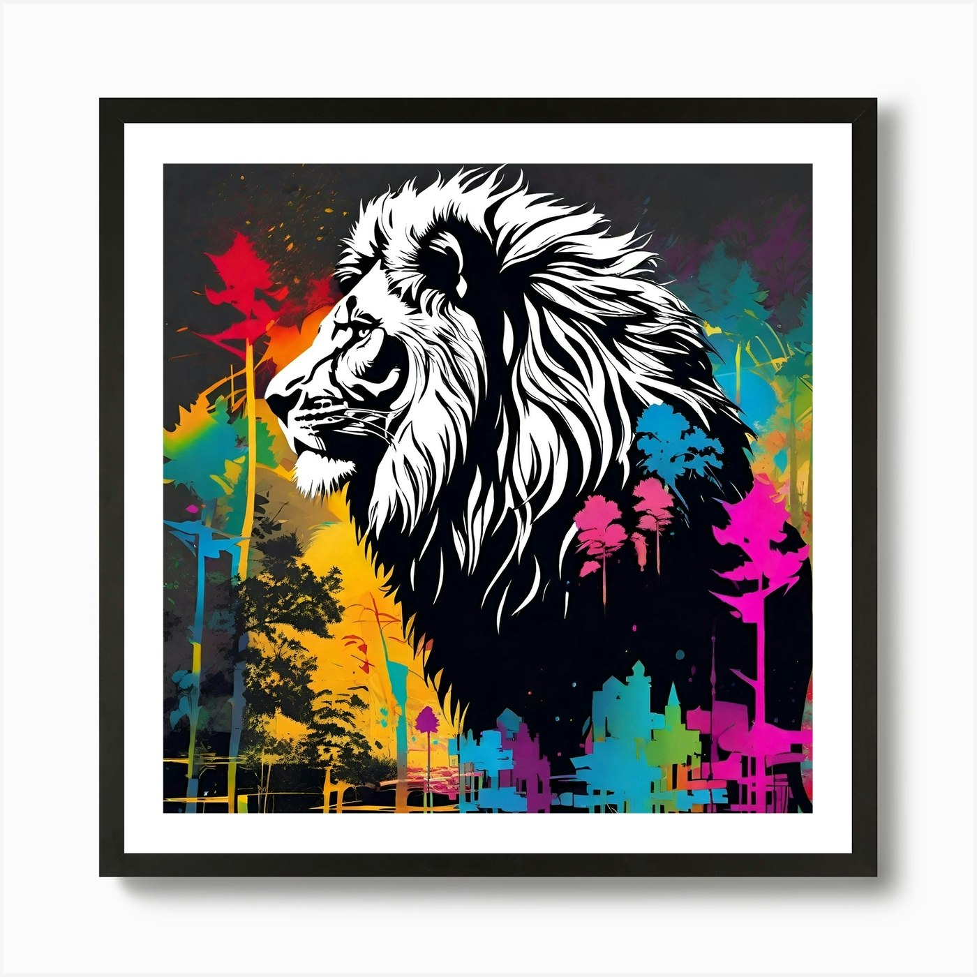 Lion In The Forest 23 Art Print Framed Wall Art Poster Canvas Print Picture