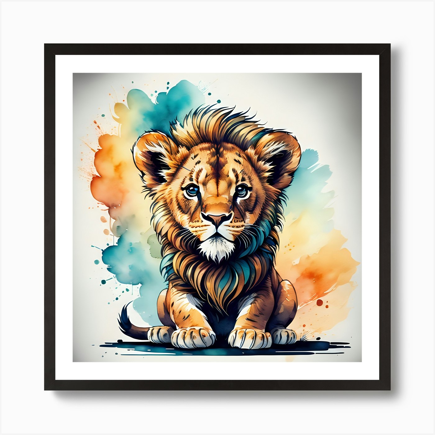 Cute Lion Art Print Framed Wall Art Poster Canvas Print Picture