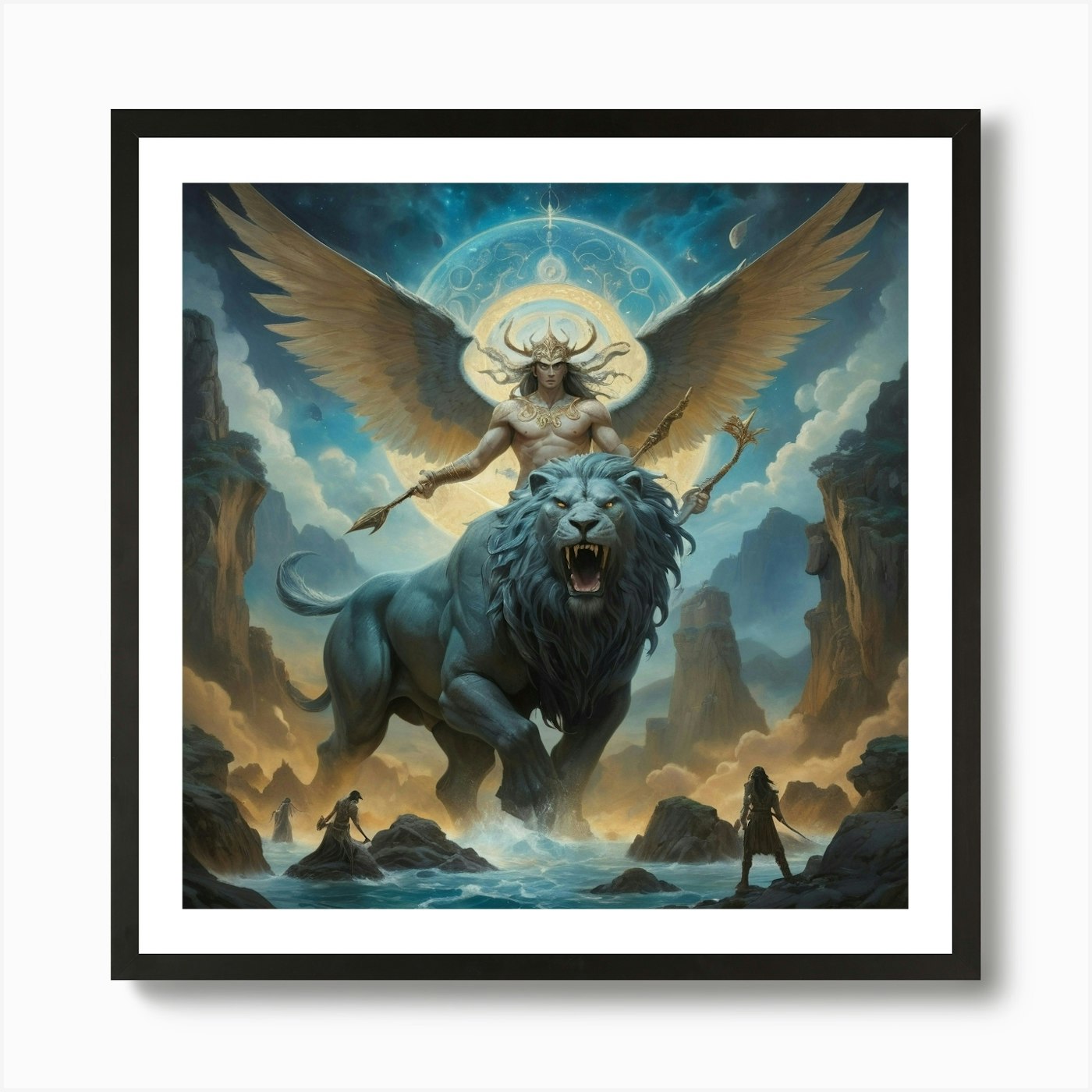 Lion Of The Gods paintings art prin Framed Wall Art Poster Canvas Print Picture