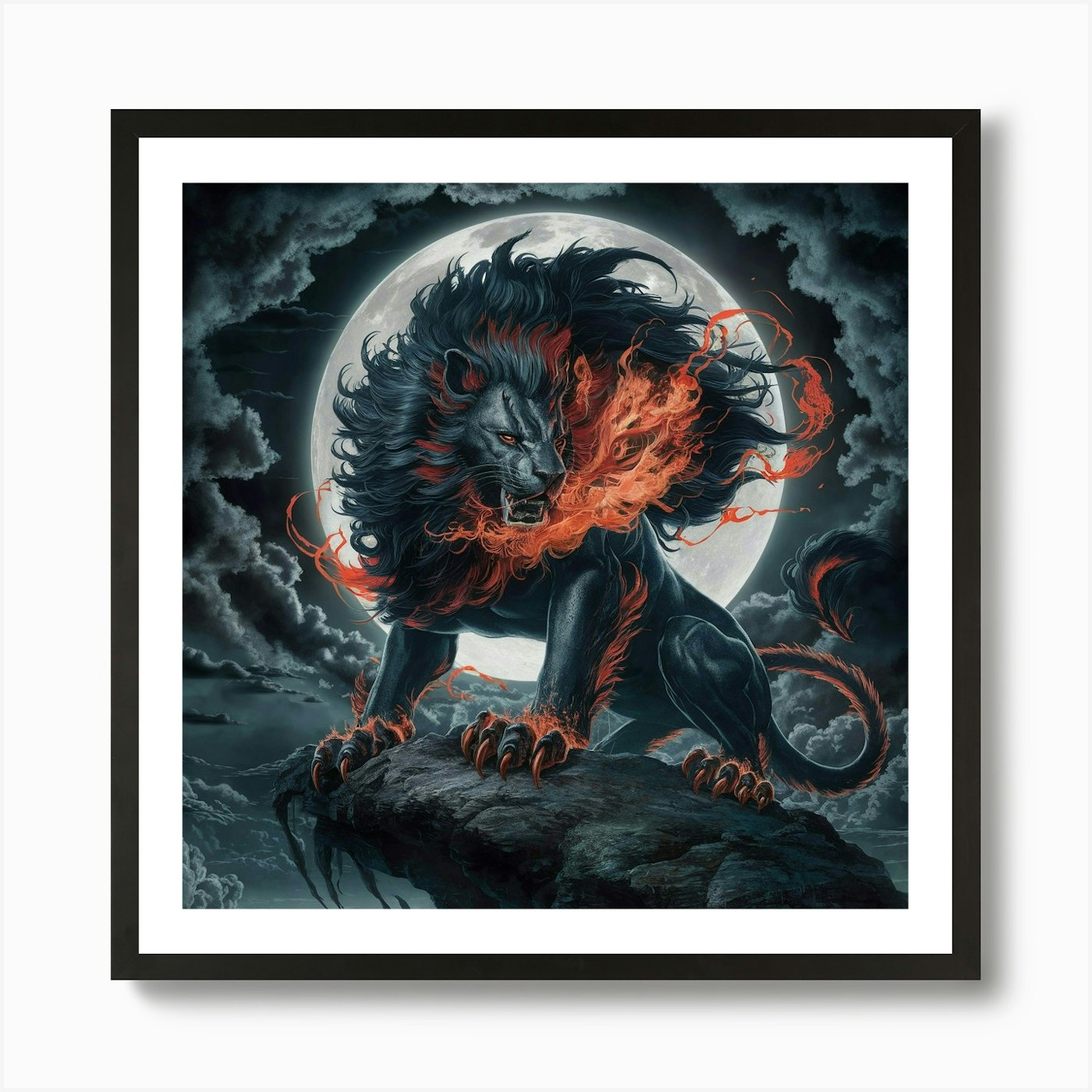 Lion Of The Night 3 Art Print Framed Wall Art Poster Canvas Print Picture