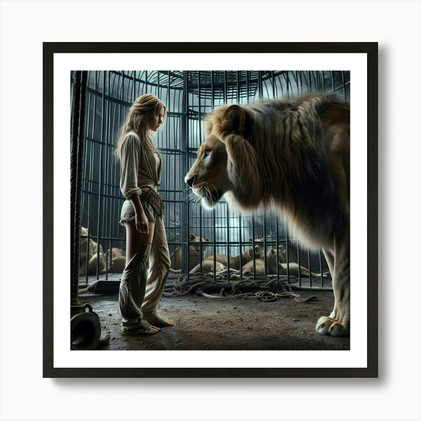 Lion Whisperer Art Print Framed Wall Art Poster Canvas Print Picture