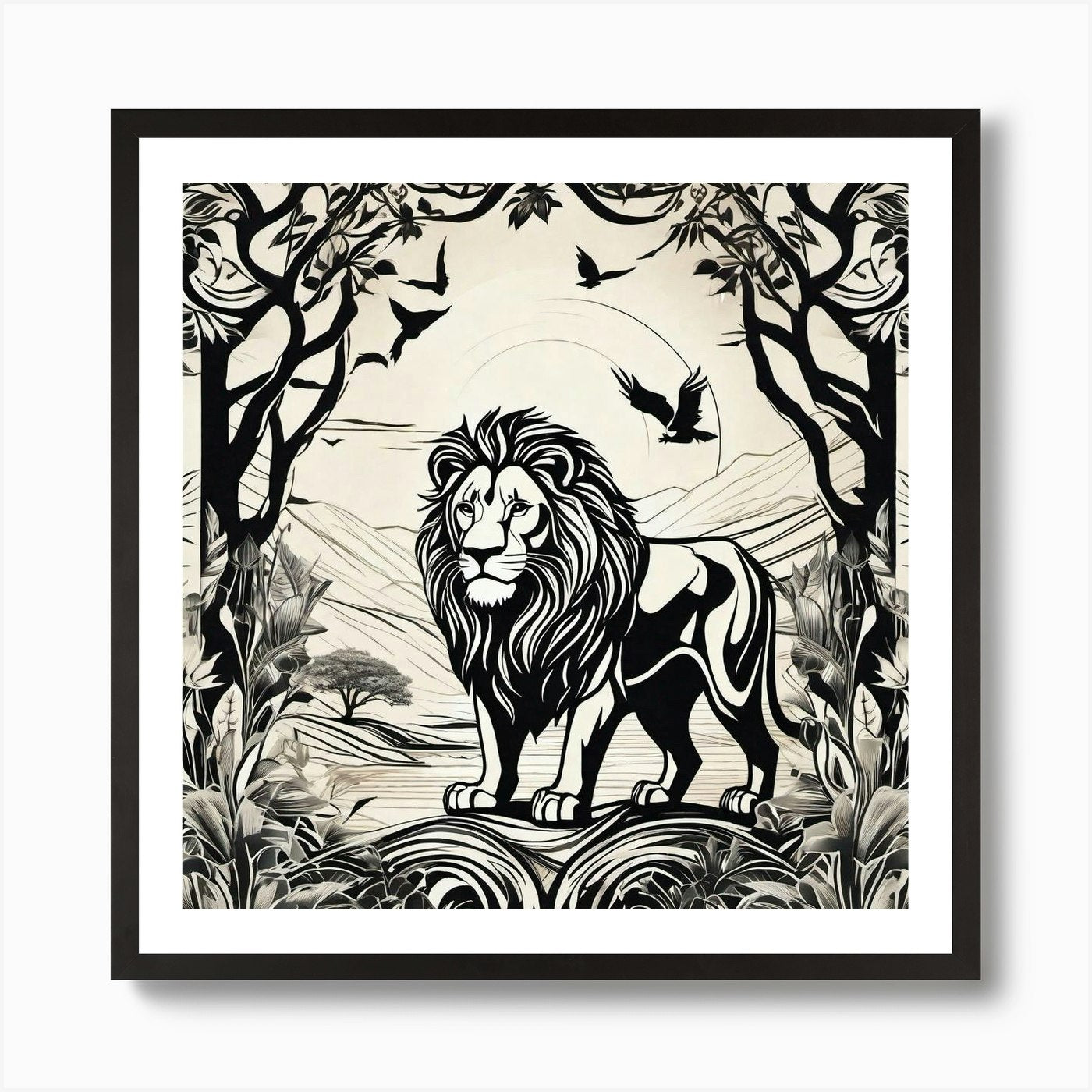 Lion In The Forest 20 Art Print Framed Wall Art Poster Canvas Print Picture
