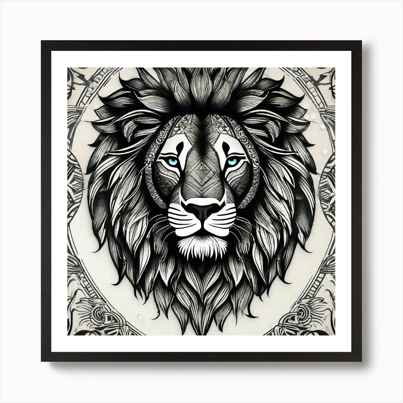 Lion Head 33 Art Print Framed Wall Art Poster Canvas Print Picture