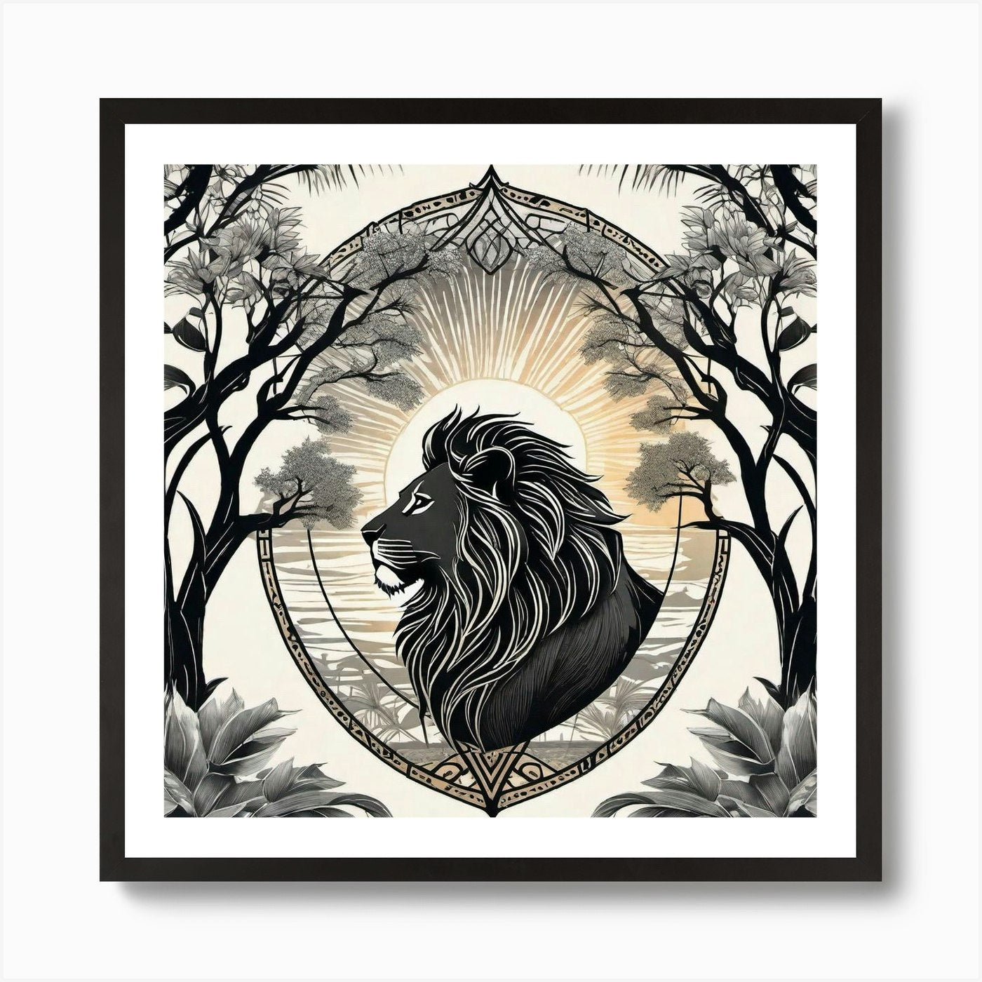 Lion In The Forest 35 Art Print Framed Wall Art Poster Canvas Print Picture