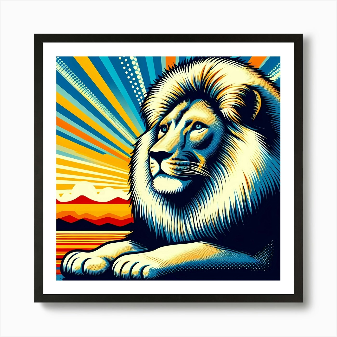 Lion In The Sun Art Print Framed Wall Art Poster Canvas Print Picture