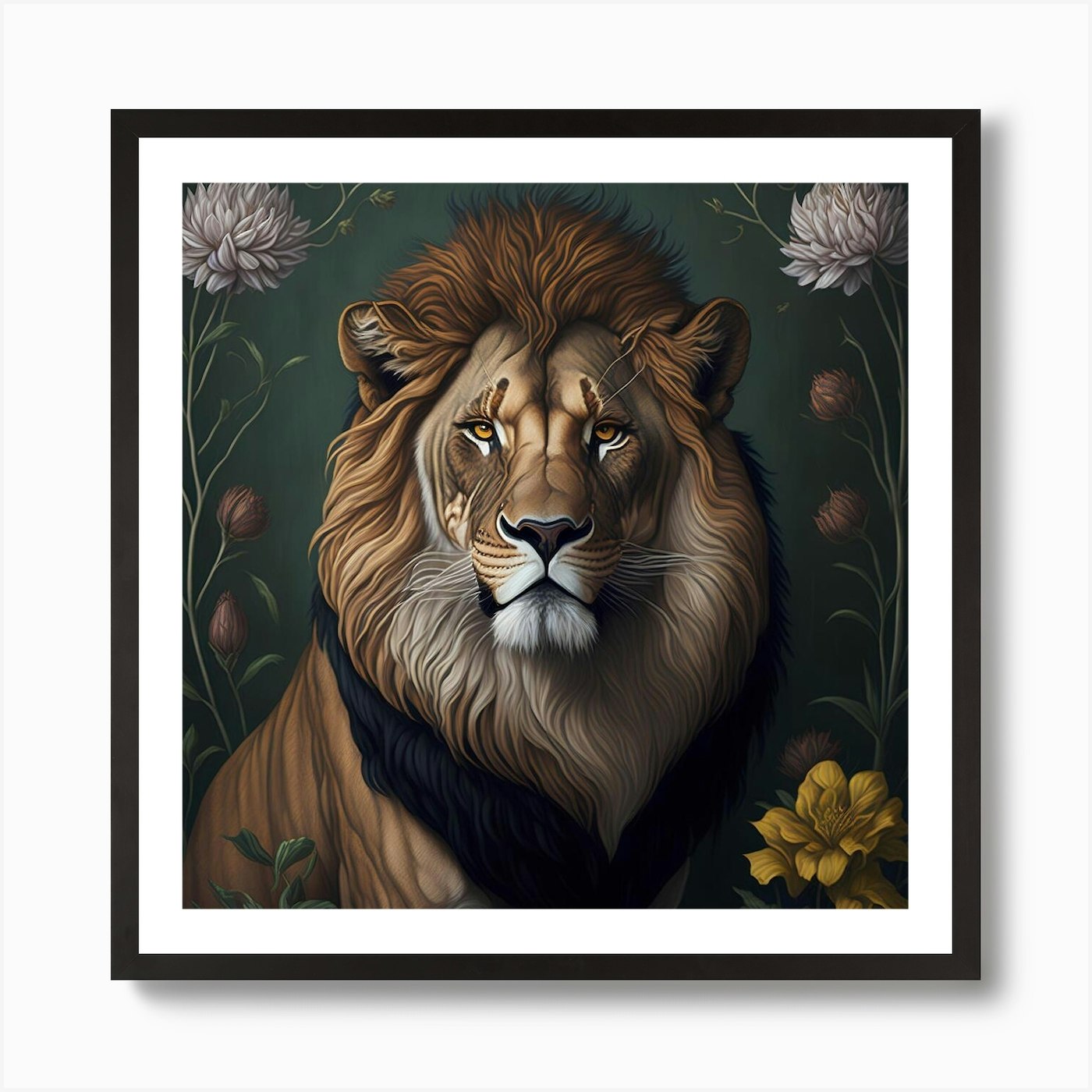 Lion Portrait Wildlife Art Print Framed Wall Art Poster Canvas Print Picture