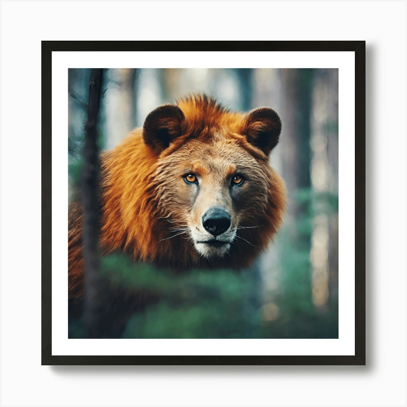 Lion In The Forest Art Print Framed Wall Art Poster Canvas Print Picture
