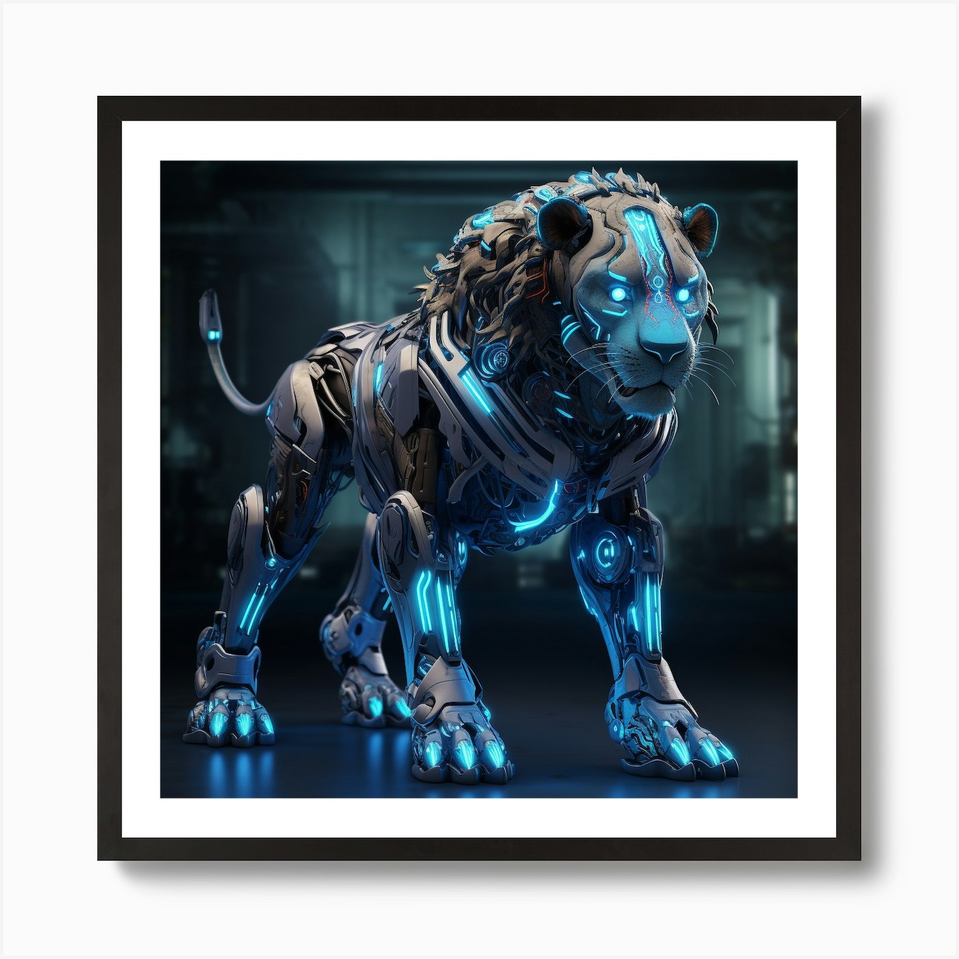 Robot Lion Art Print Framed Wall Art Poster Canvas Print Picture