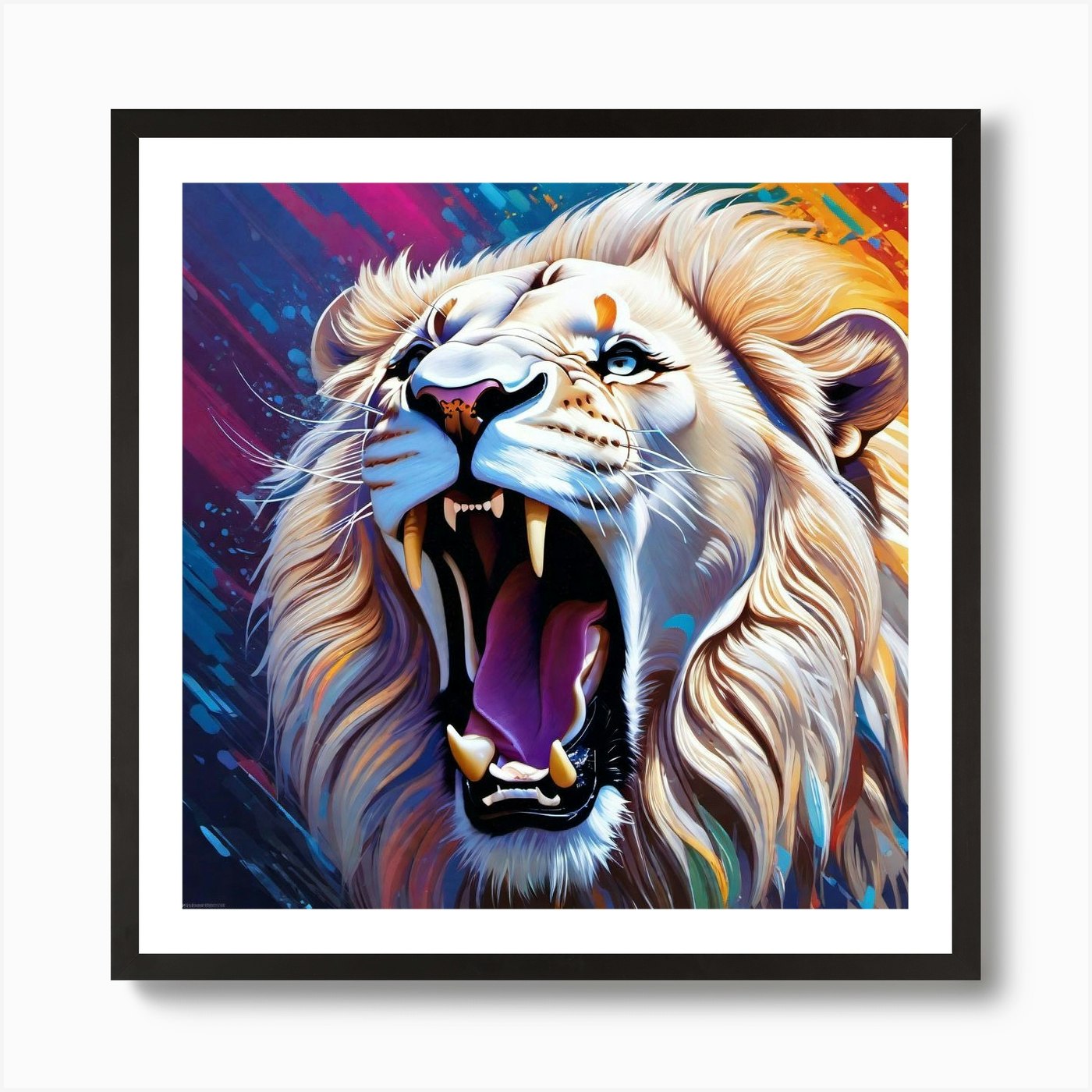 Lion Roaring 1 Art Print Framed Wall Art Poster Canvas Print Picture