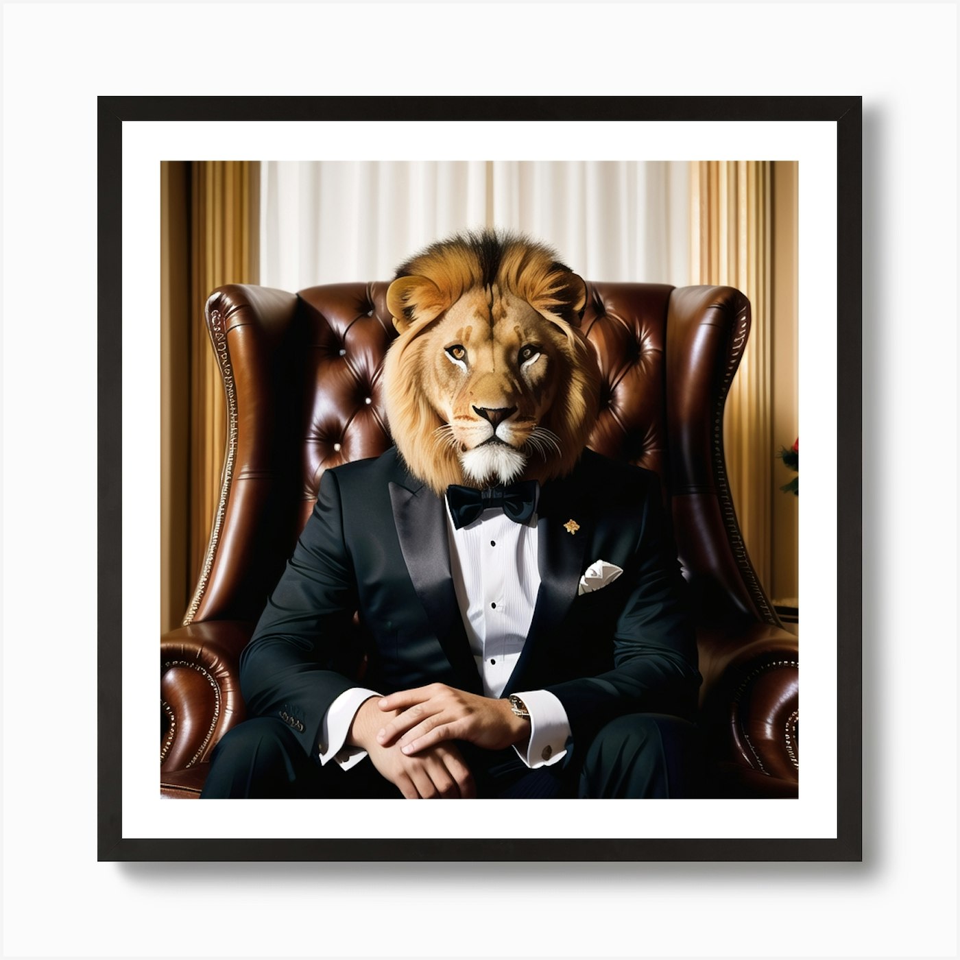 Lion In A Suit Art Print Framed Wall Art Poster Canvas Print Picture