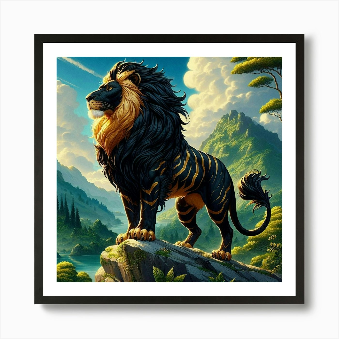 Lion In The Forest 69 Art Print Framed Wall Art Poster Canvas Print Picture
