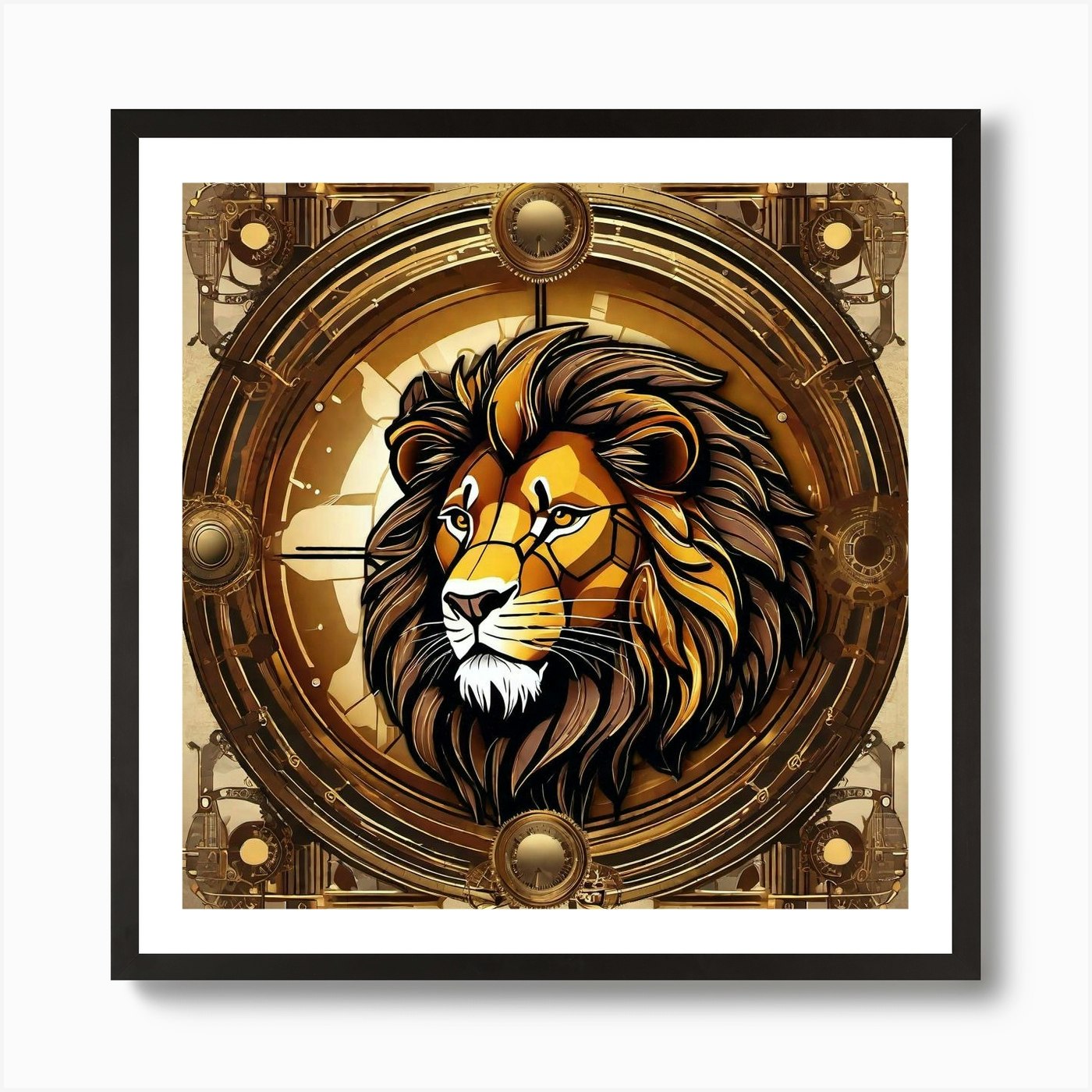 Steampunk Lion 3 Art Print Framed Wall Art Poster Canvas Print Picture