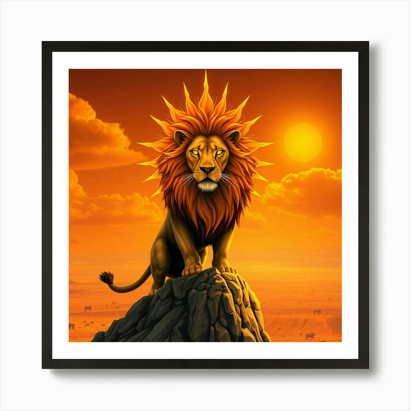 Lion In The Desert 6 Art Print Framed Wall Art Poster Canvas Print Picture