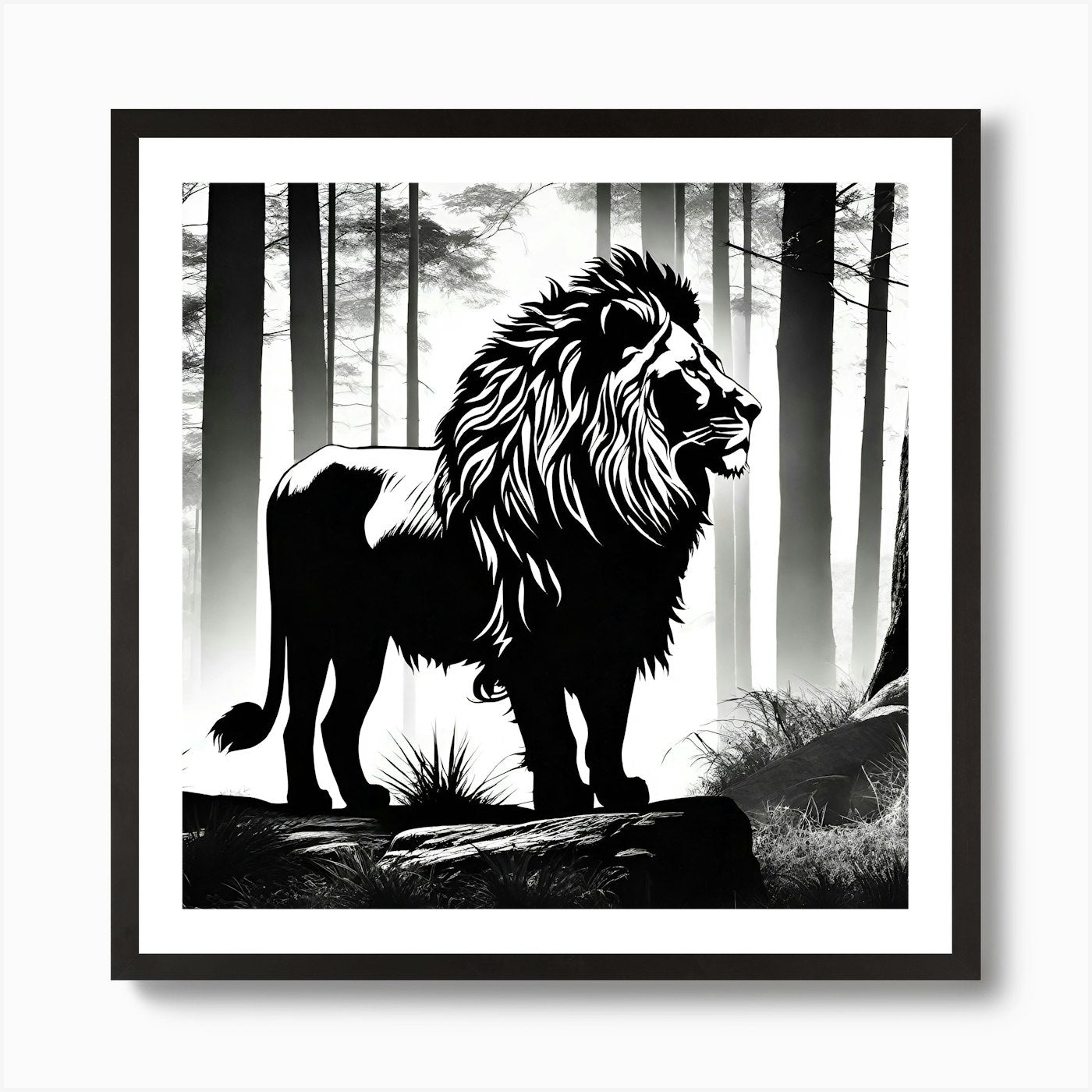 Lion In The Forest 14 Art Print Framed Wall Art Poster Canvas Print Picture