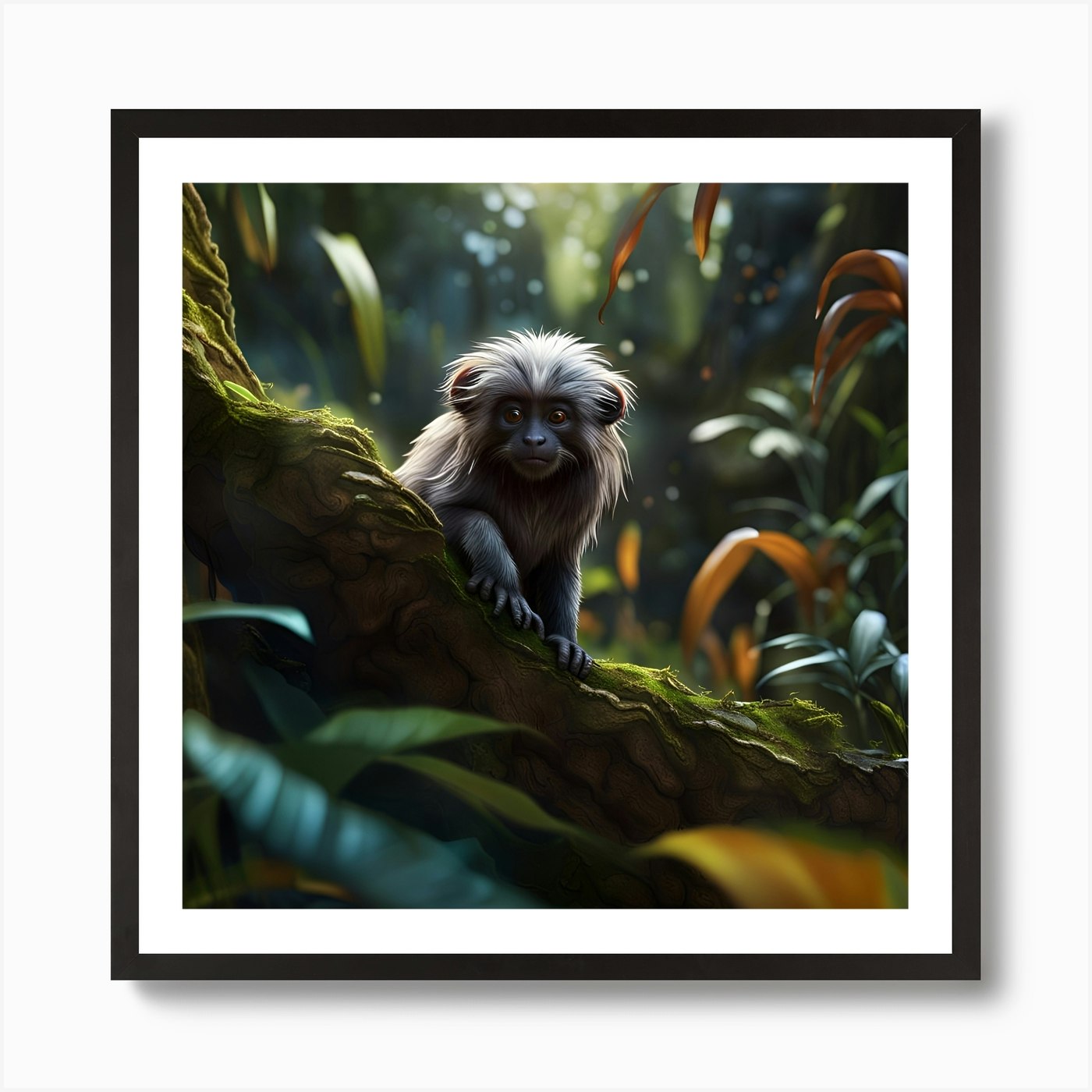 Lion-Tamarin Monkey Art Print Framed Wall Art Poster Canvas Print Picture