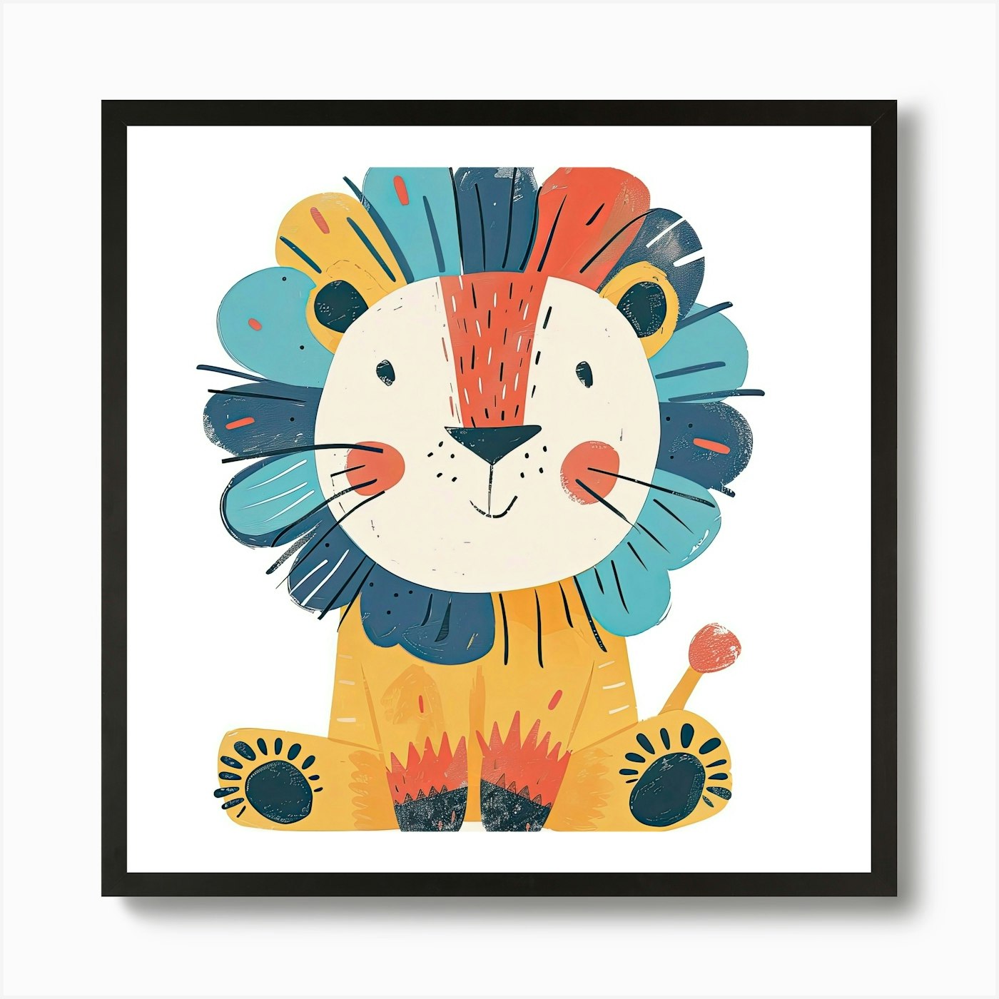 Charming Illustration Lion 4 Art Pr Framed Wall Art Poster Canvas Print Picture