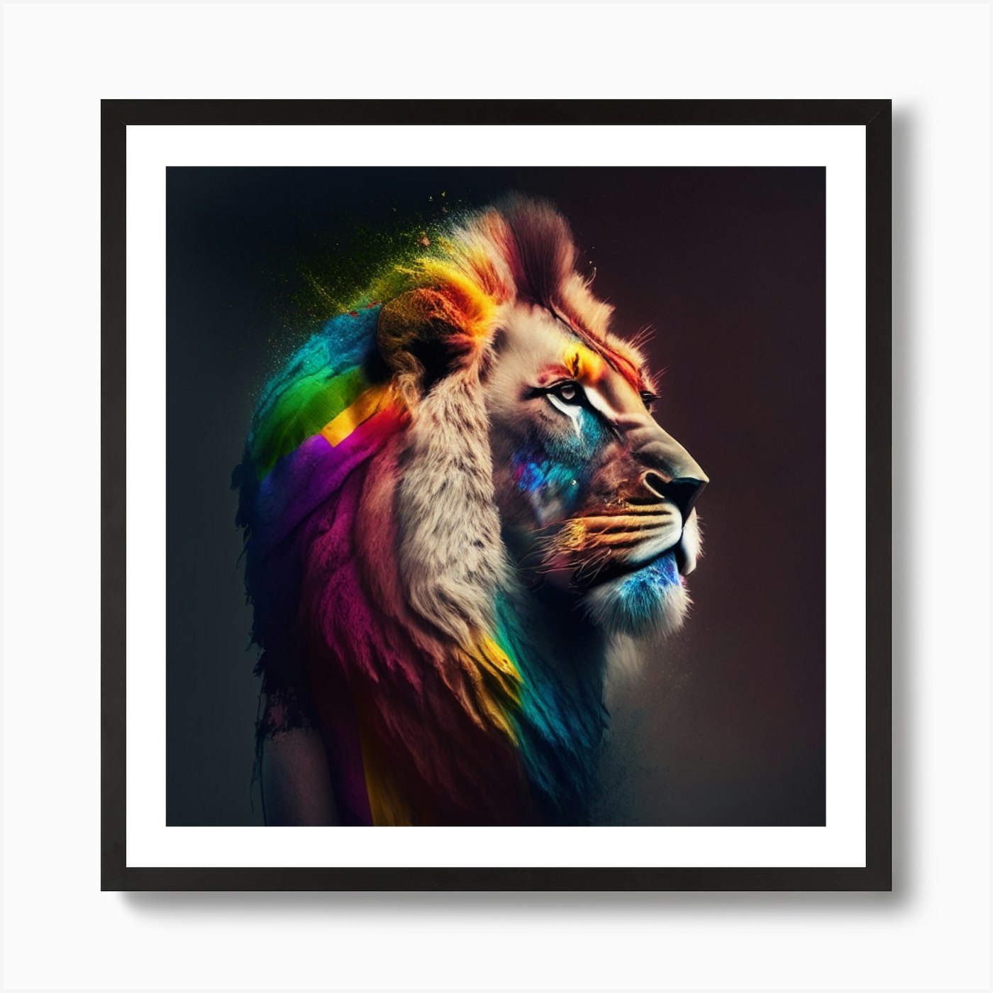 Rainbow Lion Art Print Framed Wall Art Poster Canvas Print Picture
