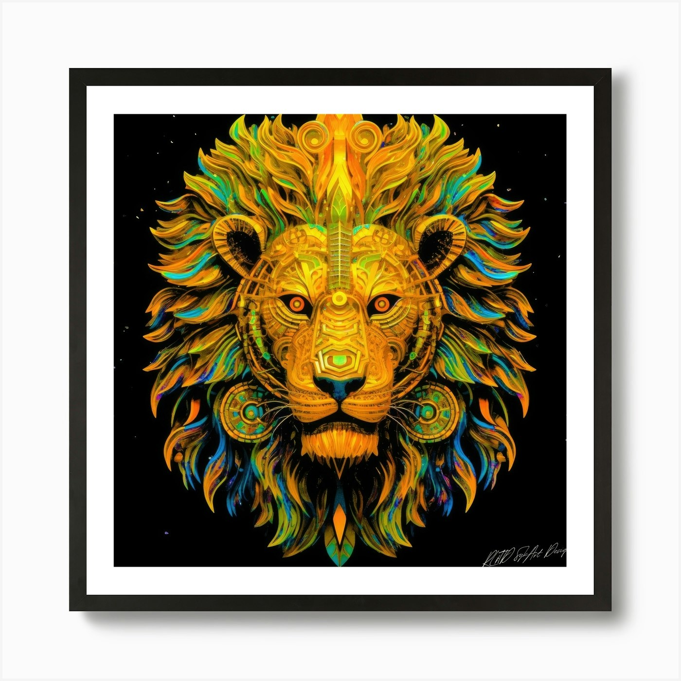 Wild Cat - Lion Of The Night Art Pr Framed Wall Art Poster Canvas Print Picture