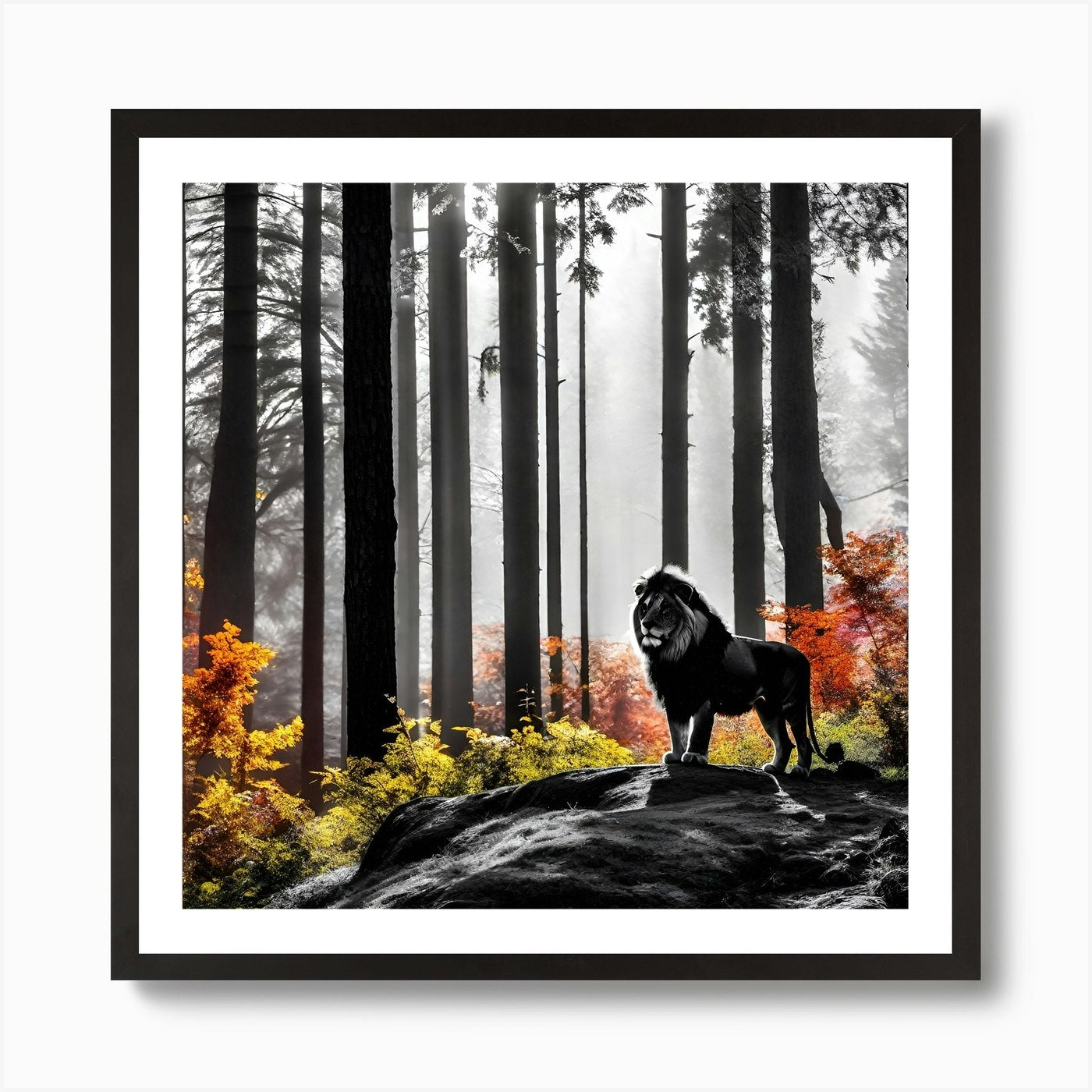 Lion In The Forest 28 Art Print Framed Wall Art Poster Canvas Print Picture