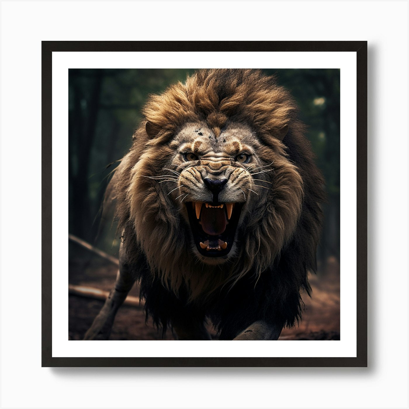Lion In The Forest 4 Art Print Framed Wall Art Poster Canvas Print Picture