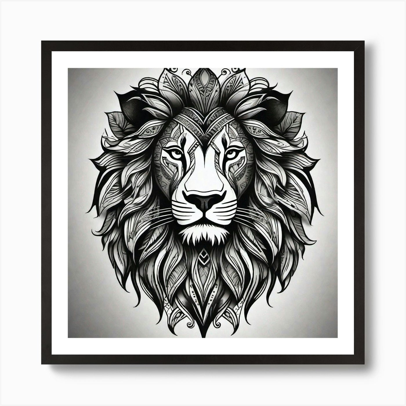 Lion Head Tattoo 5 Art Print Framed Wall Art Poster Canvas Print Picture