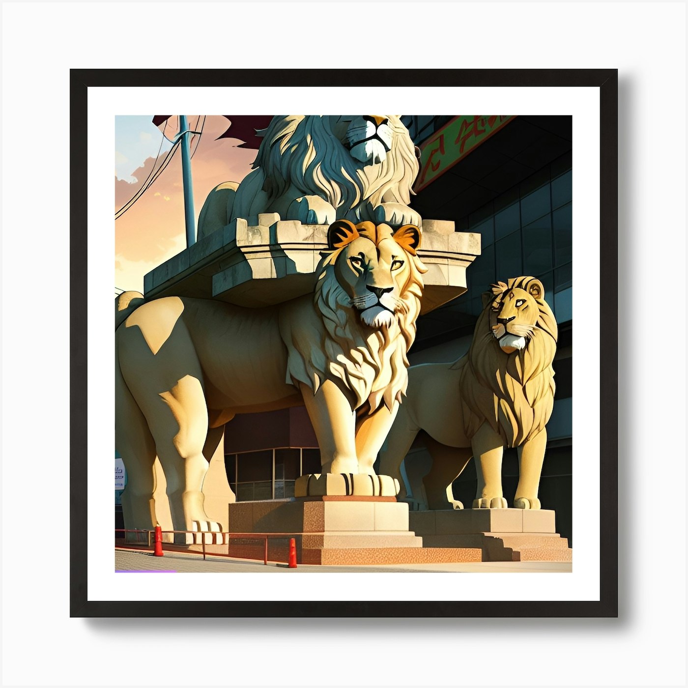 Lion statue 1 Art Print Framed Wall Art Poster Canvas Print Picture