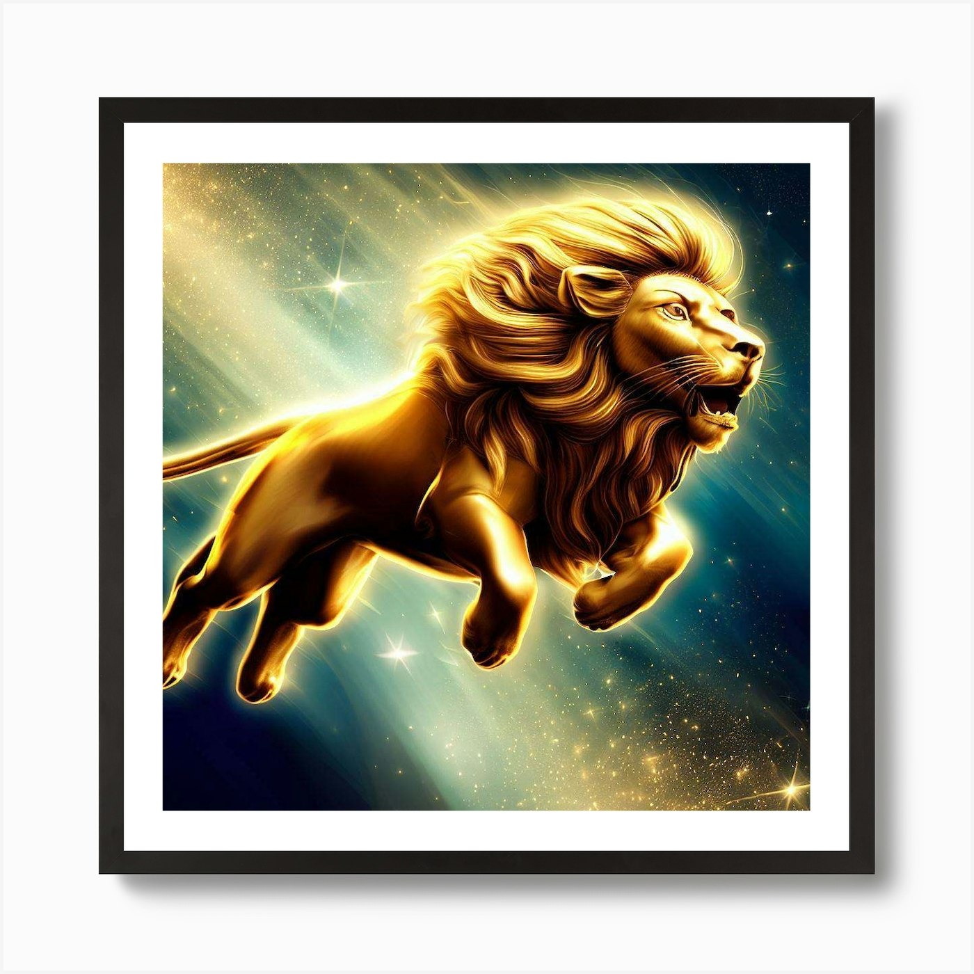Golden Lion Art Print Framed Wall Art Poster Canvas Print Picture