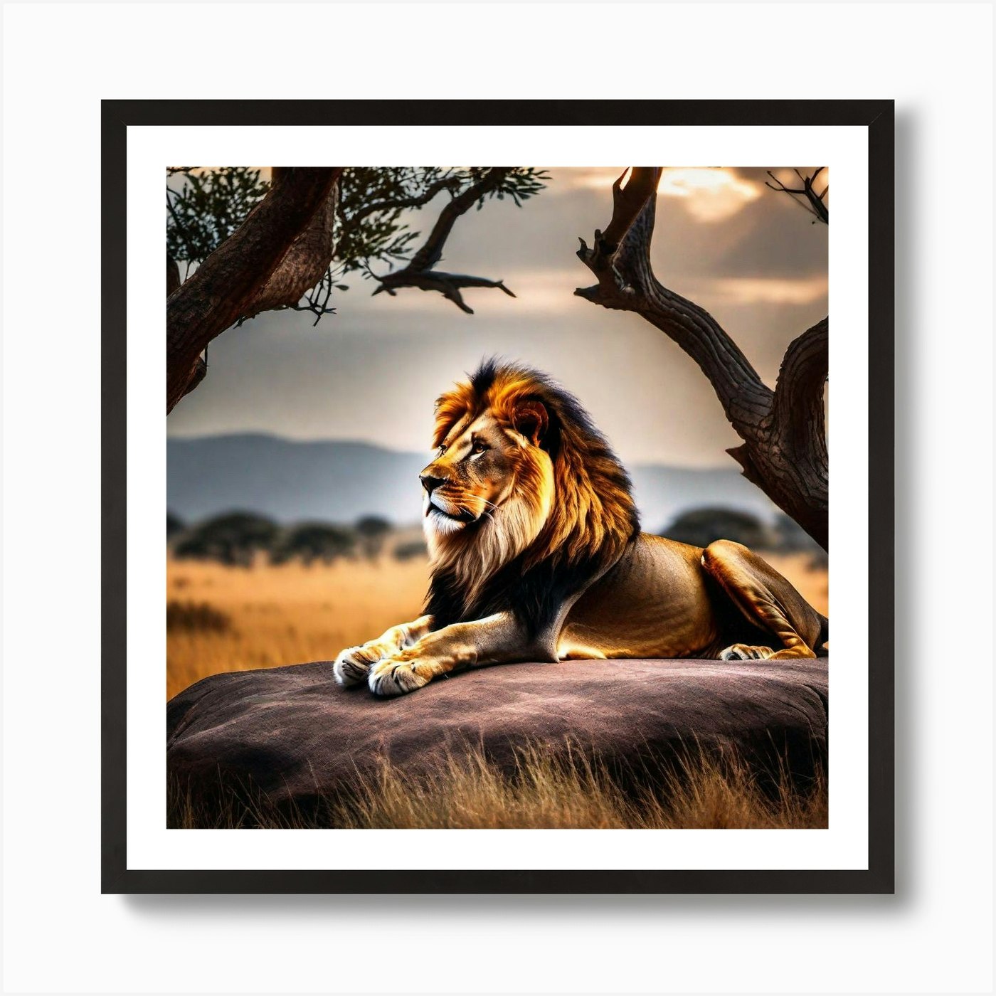 Lion In The Wild 2 Art Print Framed Wall Art Poster Canvas Print Picture