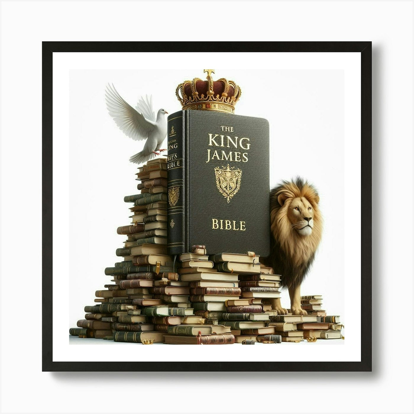 Dove Bible Crowned Lion 1 Art Print Framed Wall Art Poster Canvas Print Picture