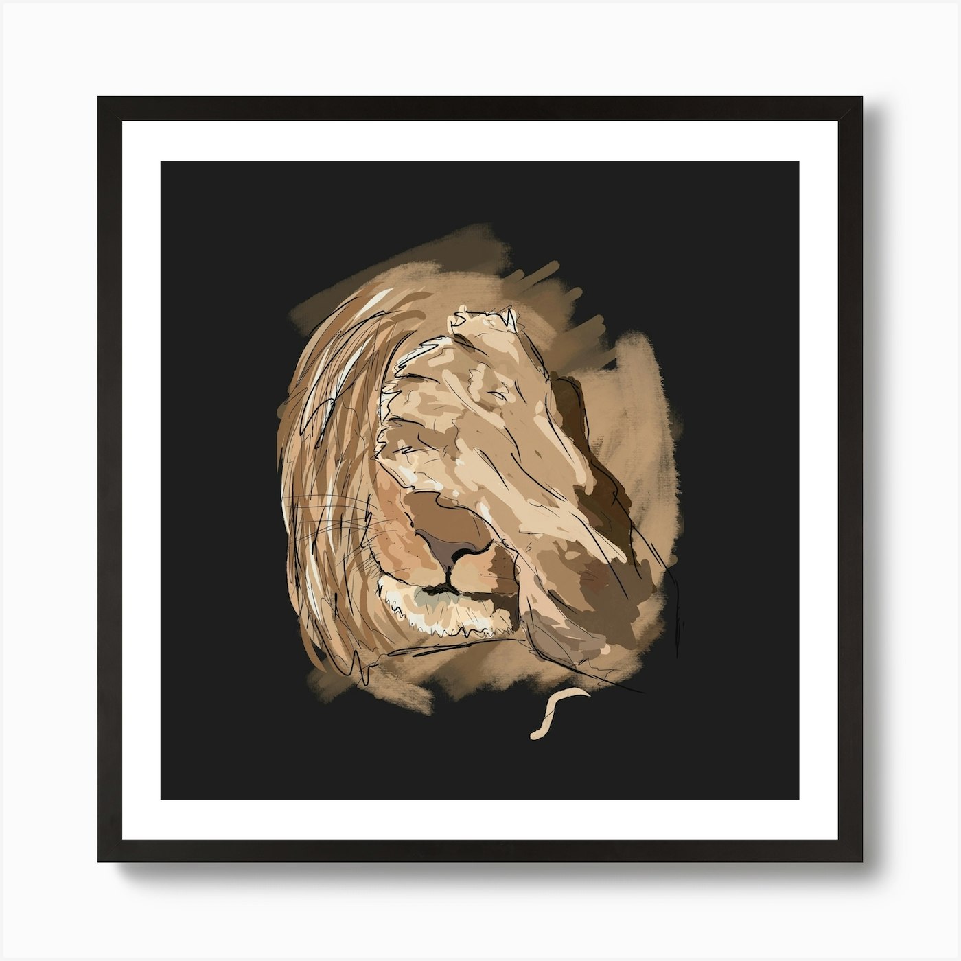 Oh no Lion portrait Art Print Framed Wall Art Poster Canvas Print Picture
