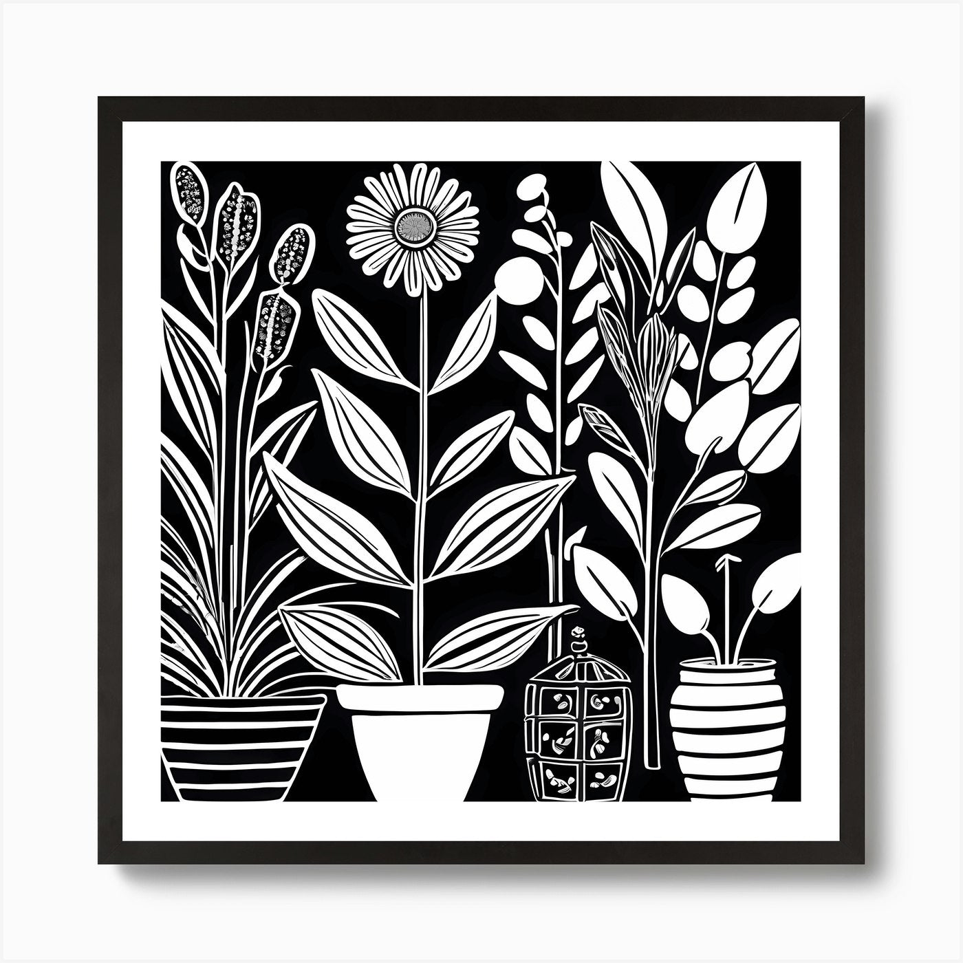 Lion cut inspired Black and white G Framed Wall Art Poster Canvas Print Picture