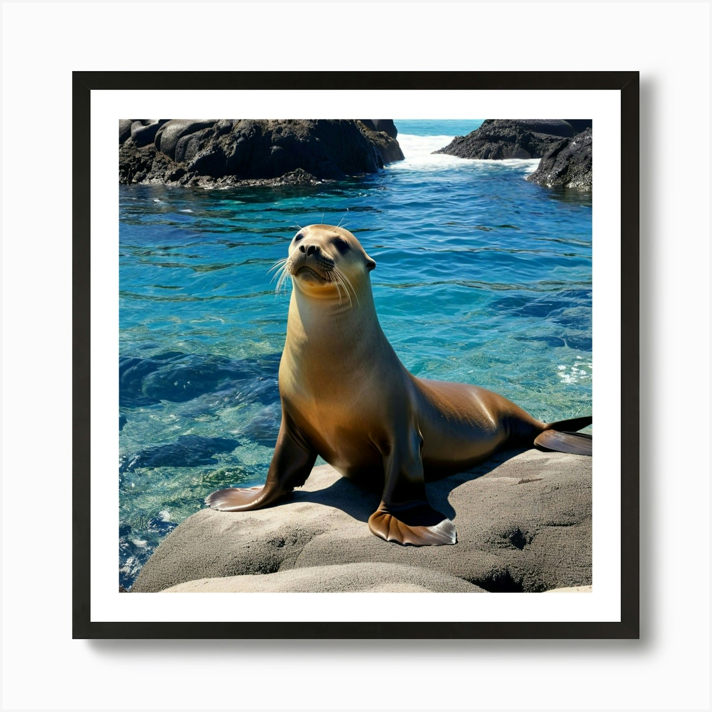 Galapagos Sea Lion Art Print Framed Wall Art Poster Canvas Print Picture