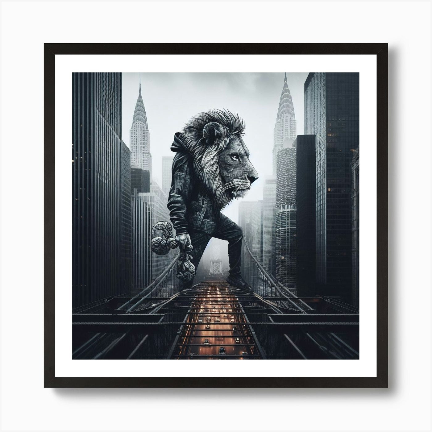 Hustle like a lion in the concrete Framed Wall Art Poster Canvas Print Picture