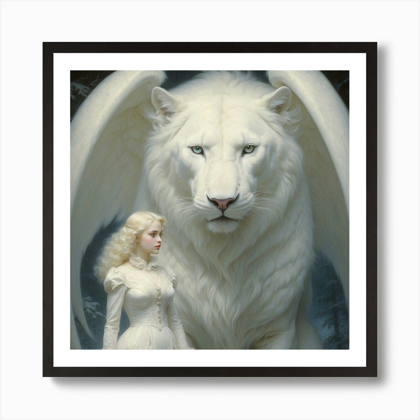 White Lion Art Print Framed Wall Art Poster Canvas Print Picture