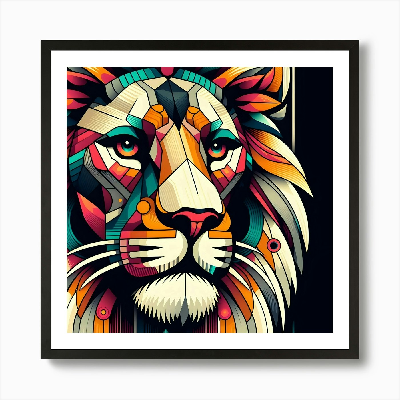 Geometric Lion Art Print Framed Wall Art Poster Canvas Print Picture