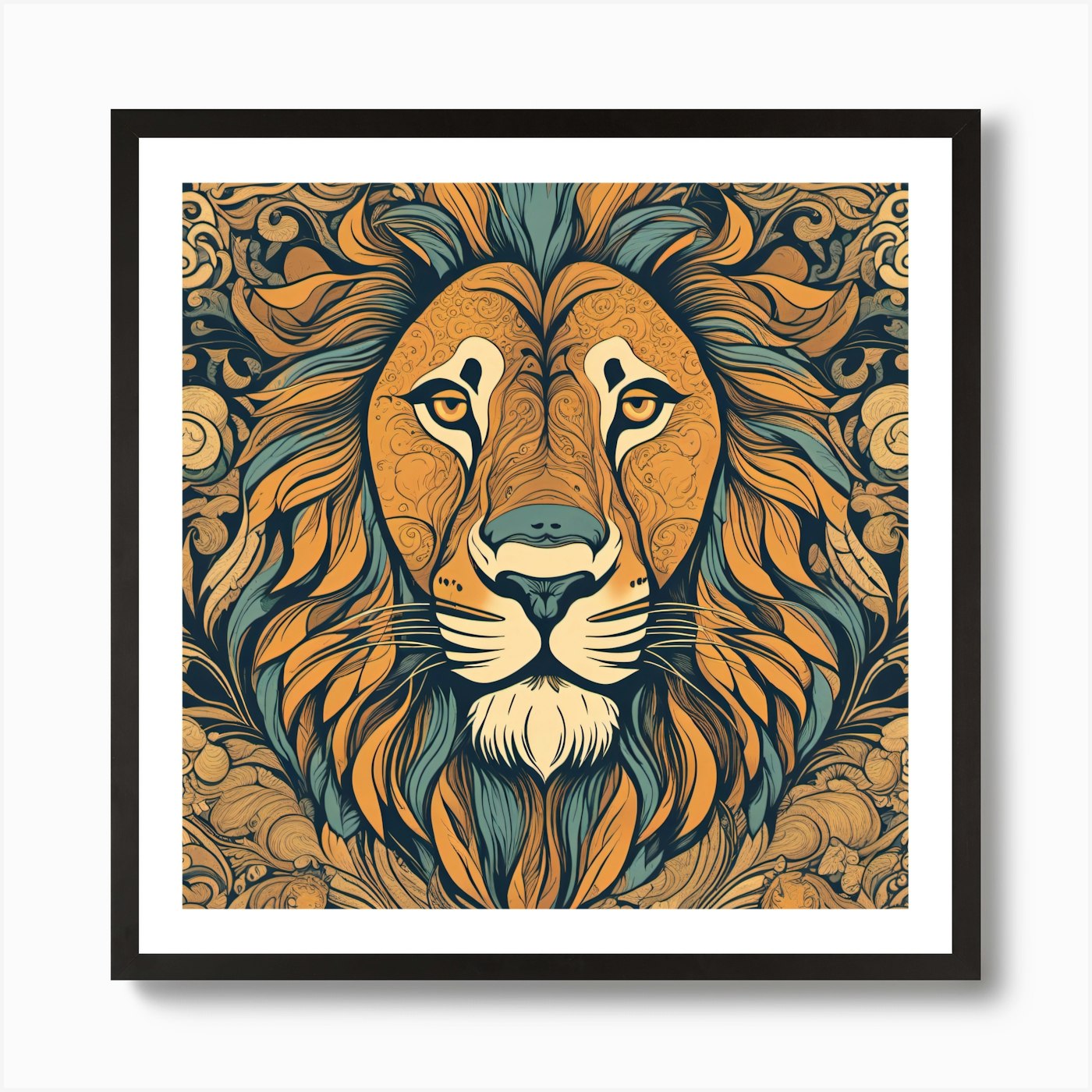 Lion Head 3 Art Print Framed Wall Art Poster Canvas Print Picture