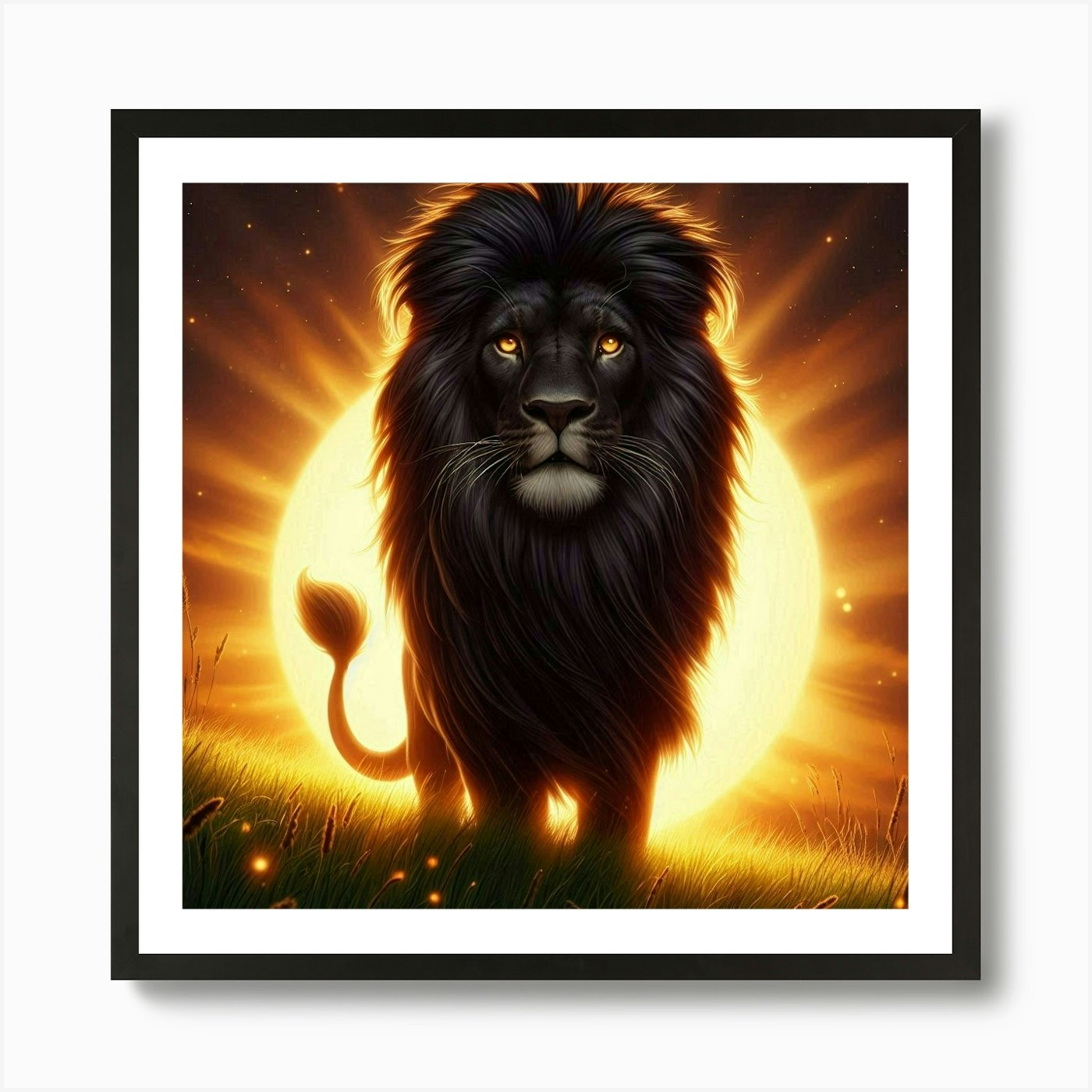 Lion In The Sun 4 Art Print Framed Wall Art Poster Canvas Print Picture