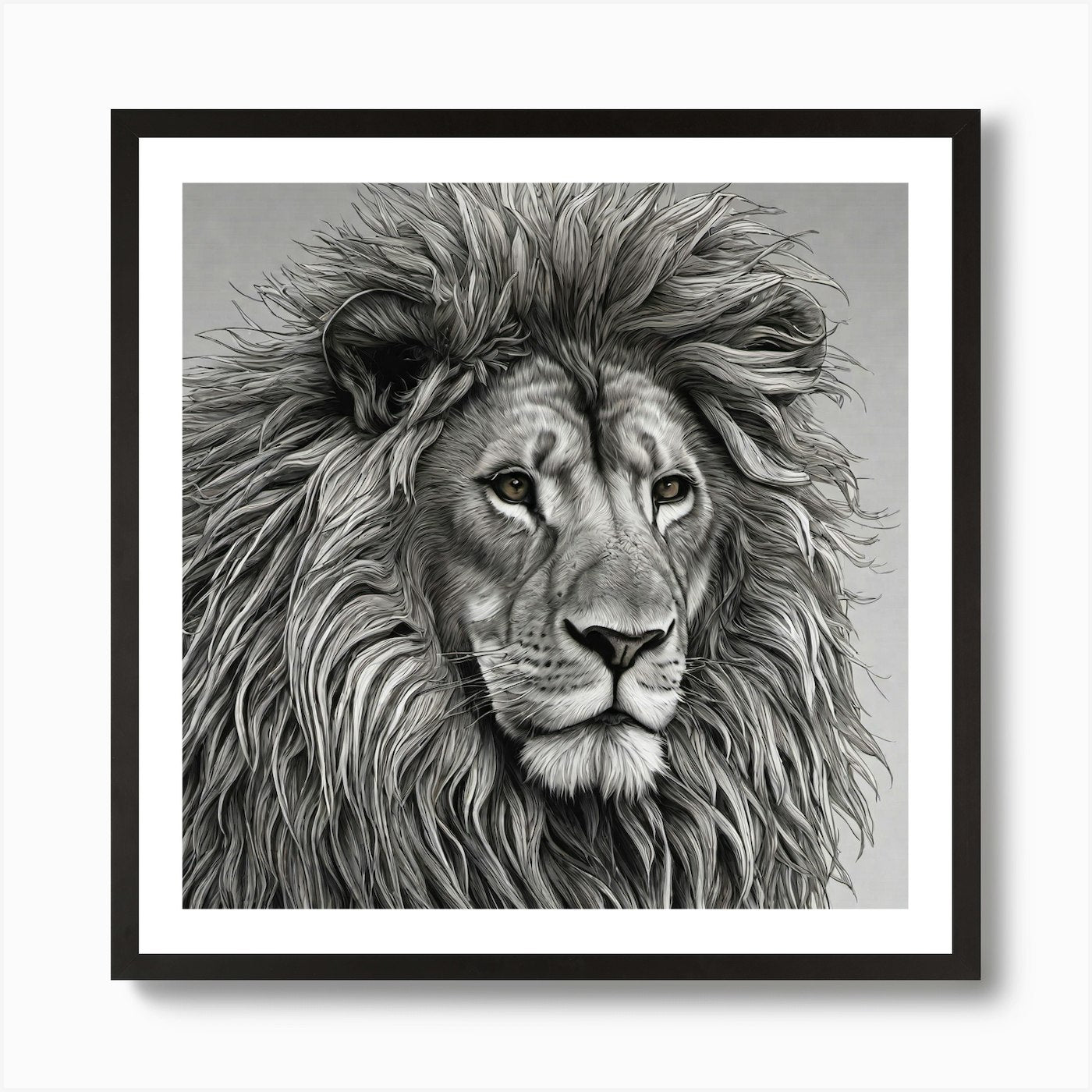 Lion Portrait Art Print Framed Wall Art Poster Canvas Print Picture